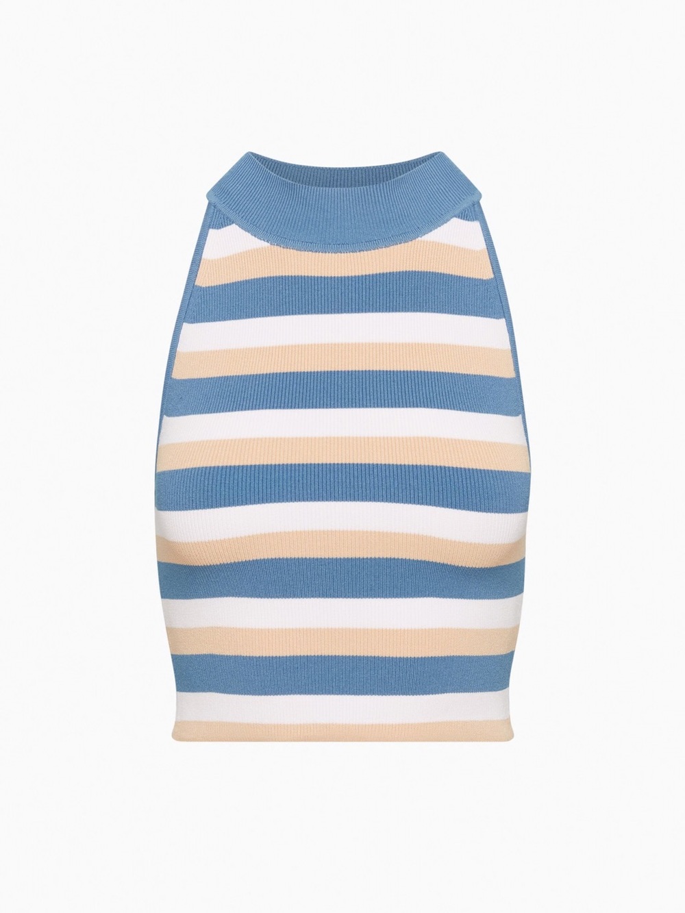Aritzia Babaton Striped Halter Top, Blue/White/Beige, Small